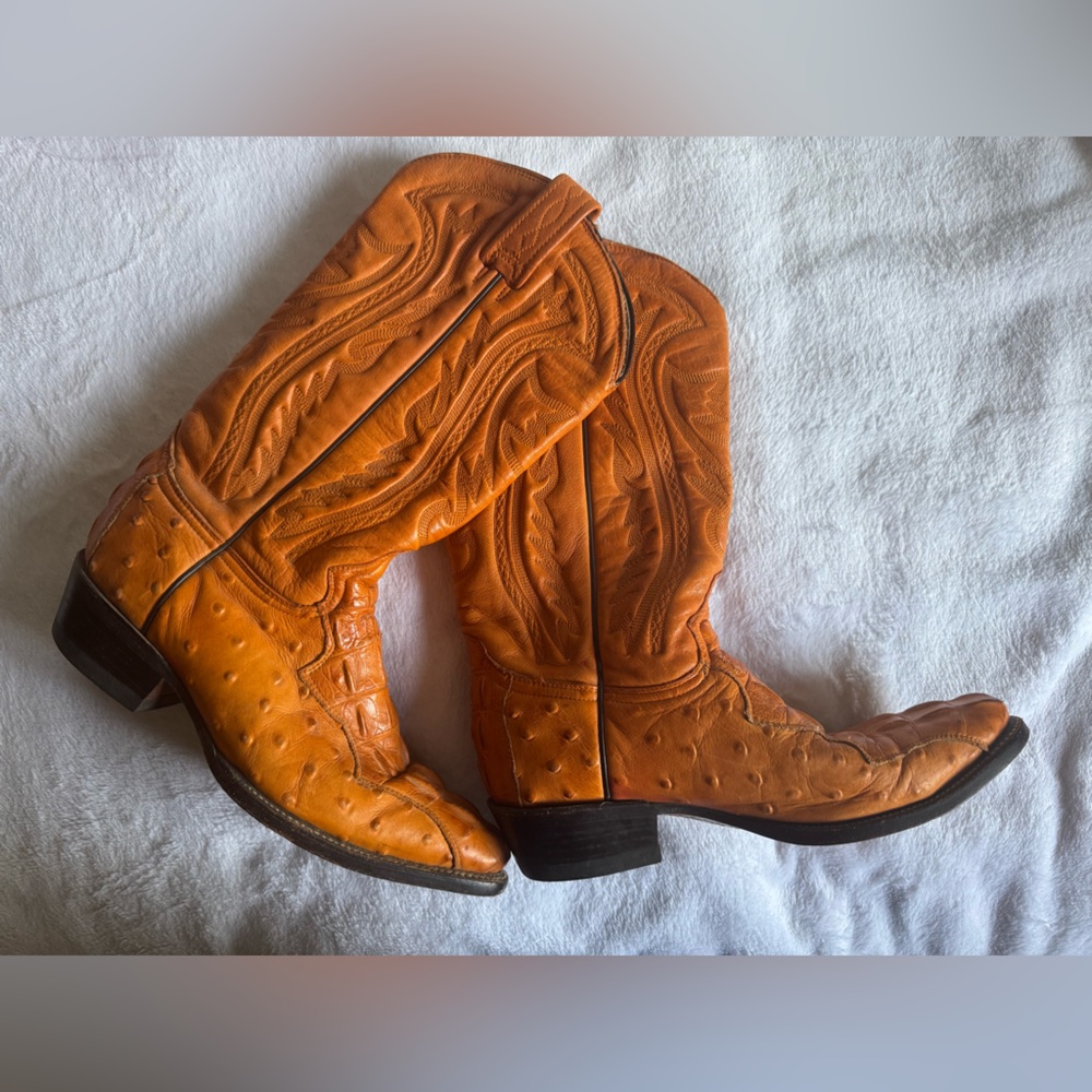 Orange Leather Rancho Cowboy Boots